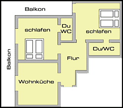 Urlaub auf dem Bauernhof in der Ferienwohnung Bayerischer Wald. Wanderurlaub in Drachselsried. Skizze der Ferienwohnung 2.